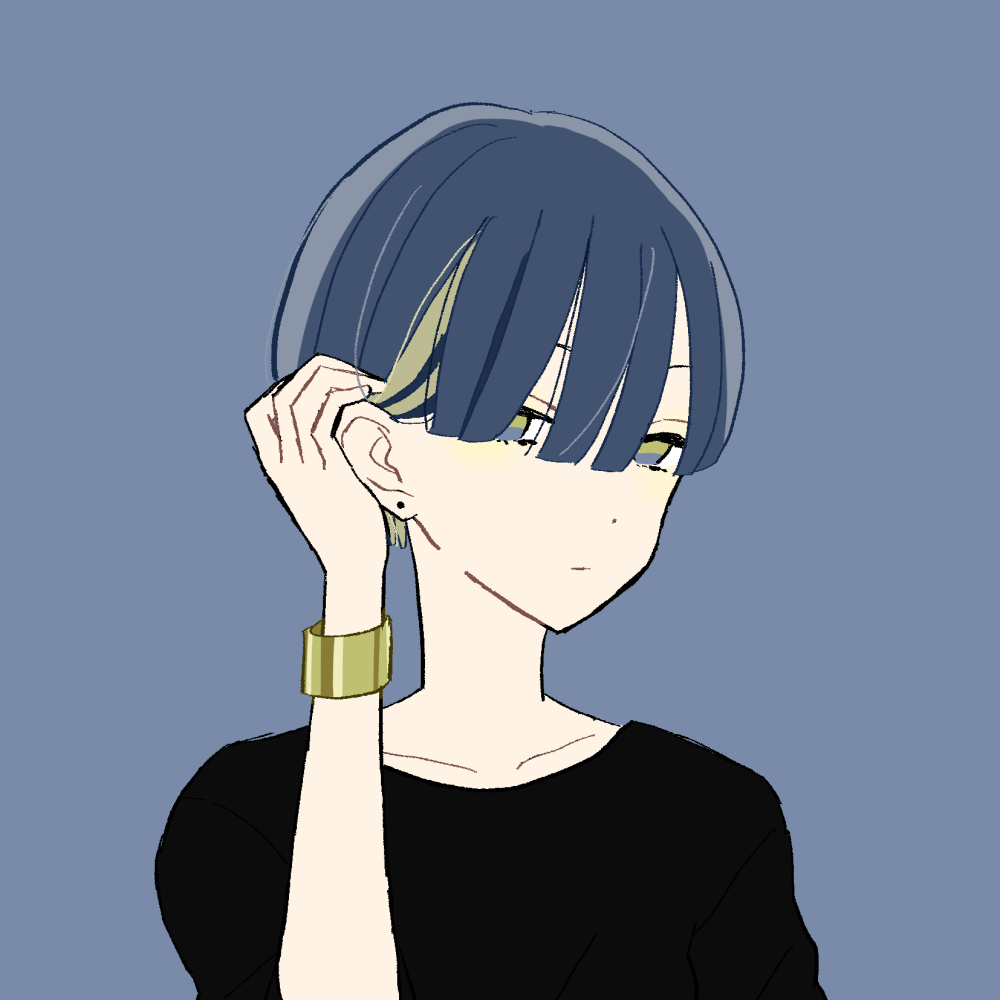 フリーイラスト素材 ショート インナーカラー 耳にかける 女の子 ゆるやか生活