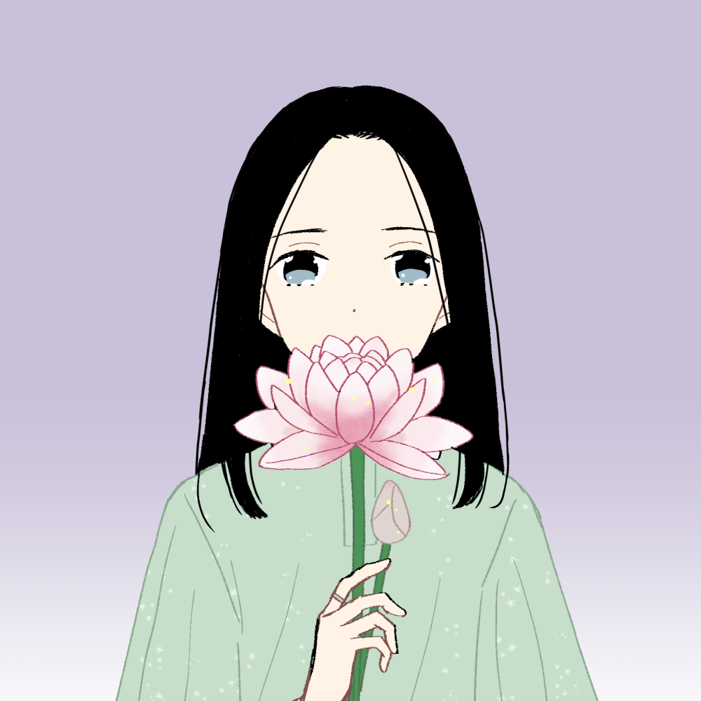 フリーイラスト素材 蓮の花 女の子 ゆるやか生活