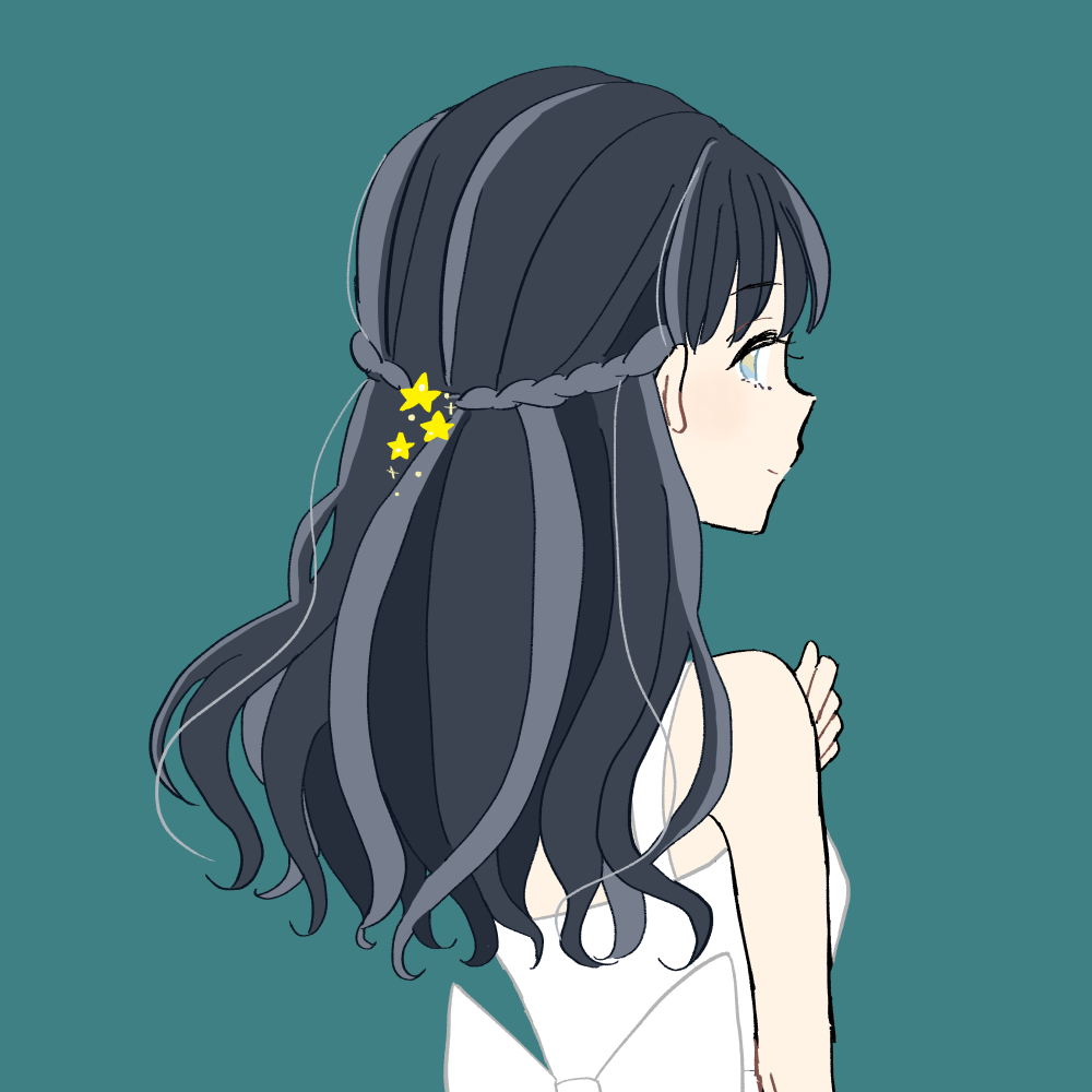 フリーイラスト素材 星の髪飾り ロングヘアーの女の子 ゆるやか生活