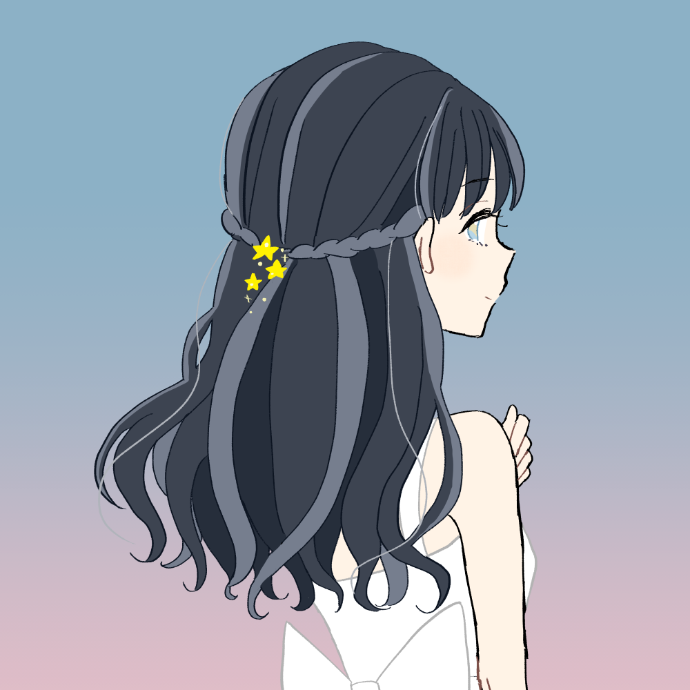 フリーイラスト素材 星の髪飾り ロングヘアーの女の子 ゆるやか生活