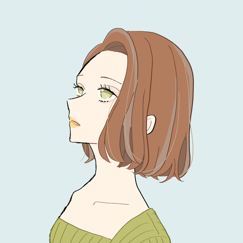 フリーイラスト素材 ワンレンボブの女の子 ゆるやか生活